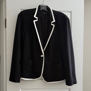 Ann Taylor Black Blazer with White Trim